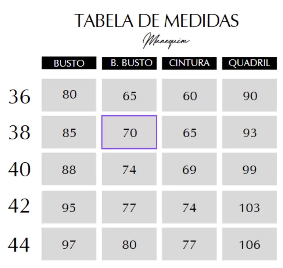 Tabela de Medidas